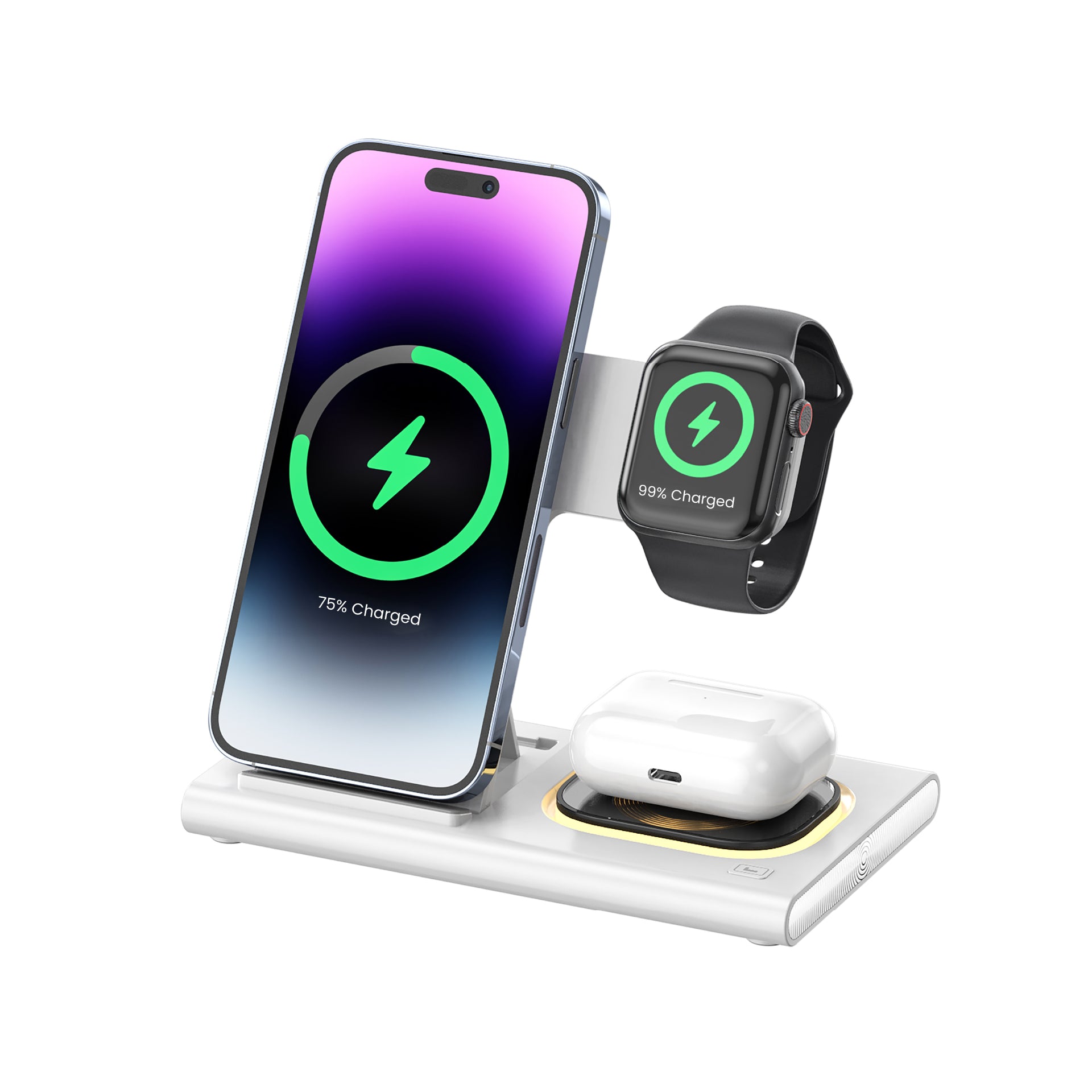 Chargeur Induction Recharger Airpods Pro Avec Chargeur Apple Watch  Energizer 3-in-1 15W Foldable Qi