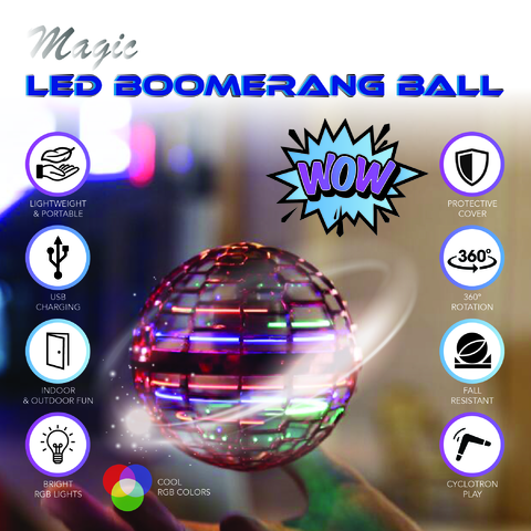 Flying Ball Toys, Hover Orb, 2023 Upgrade Flying Orb Boomerang Ball Hand  360°Rotating LED Lighting Effects Cool Toys UFO Toys Safe for Kids Teen  Adults Indoor Outdoor Flying Mini Drone 