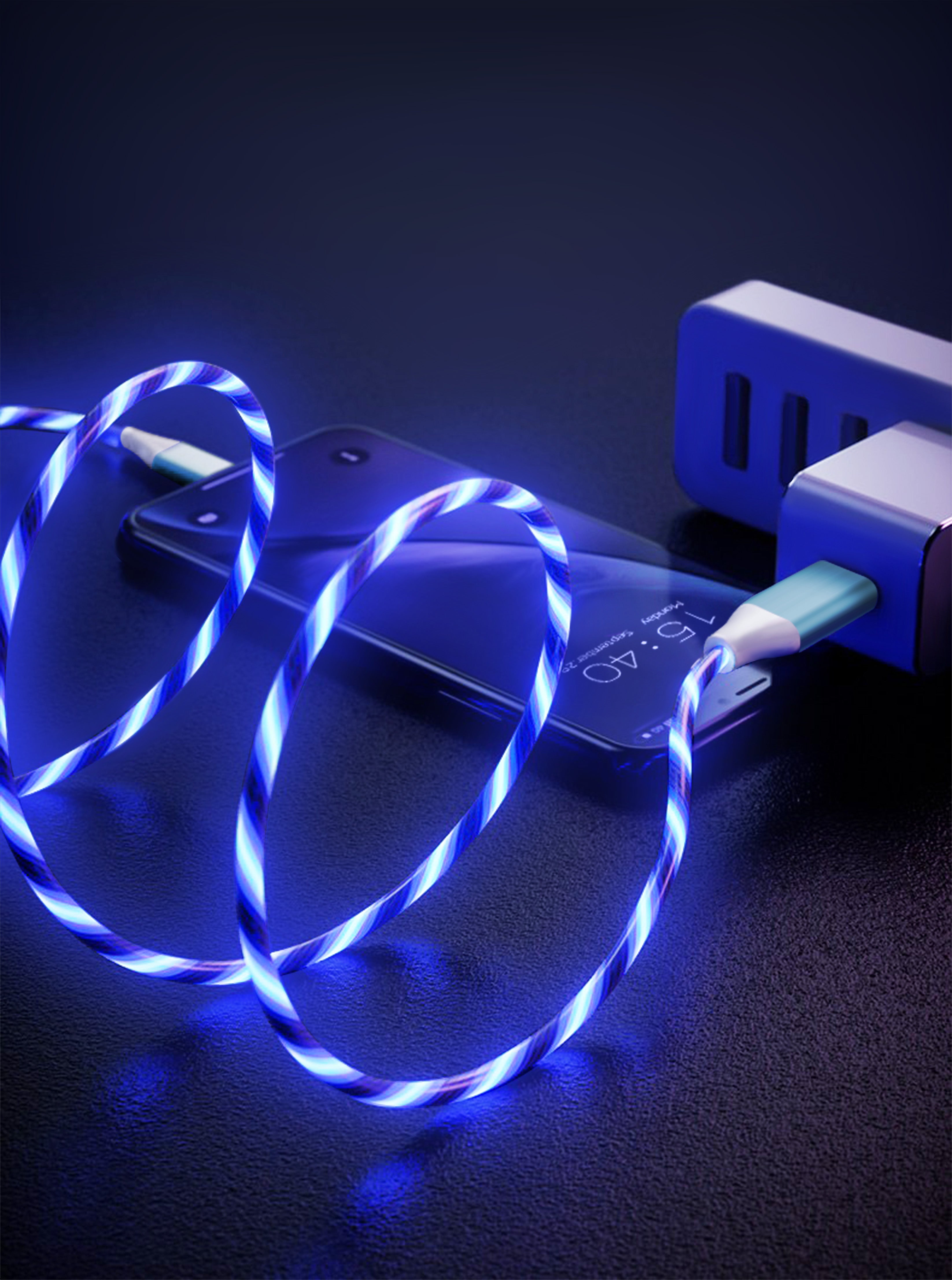 LED Light Up Apple Certified MFI Lightning Sync & Charge Cable- 3ft ...