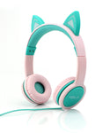 Kids SafeSounds Volume Limited LED Light Up Cat Over Ear Headphones for Children