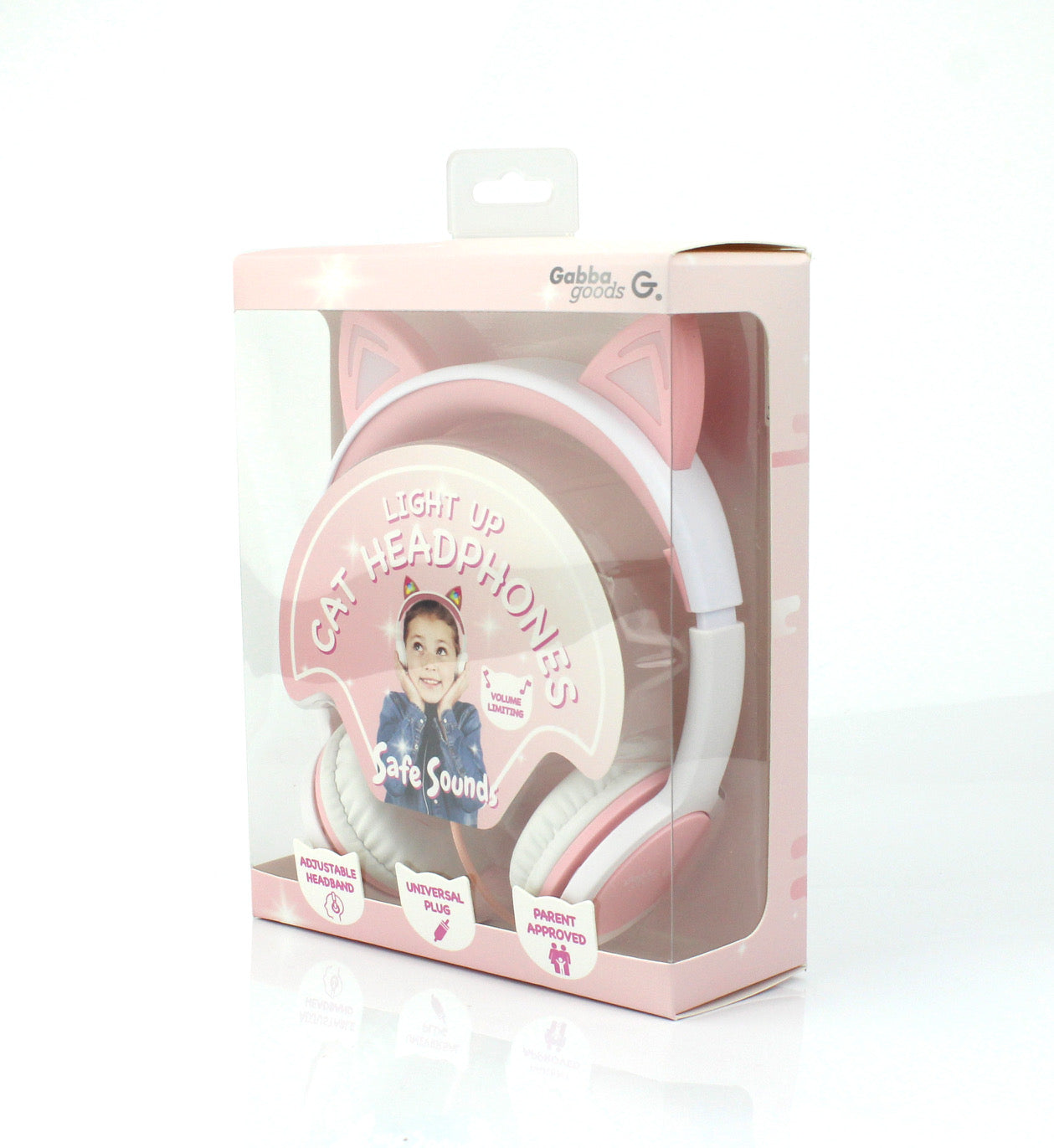 Kids SafeSounds Volume Limited LED Light Up Cat Over Ear Headphones for Children