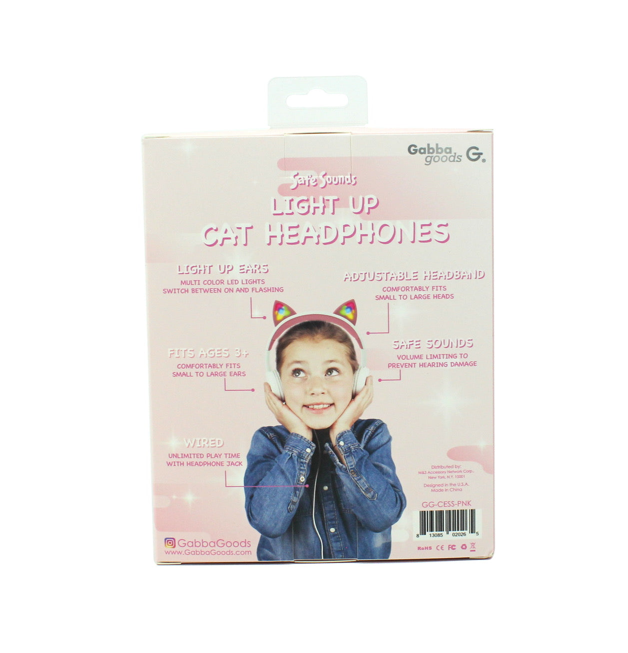 Kids SafeSounds Volume Limited LED Light Up Cat Over Ear Headphones for Children