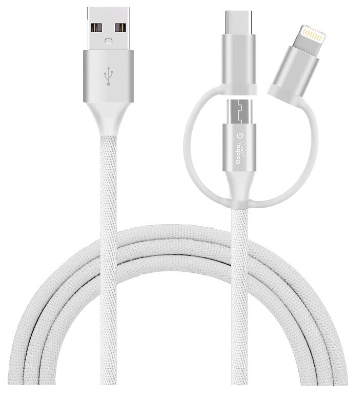 3-in-1 Tri-Tip USB To Apple Certified MFI Lightning/ Type C/ Micro USB Cable- 6ft