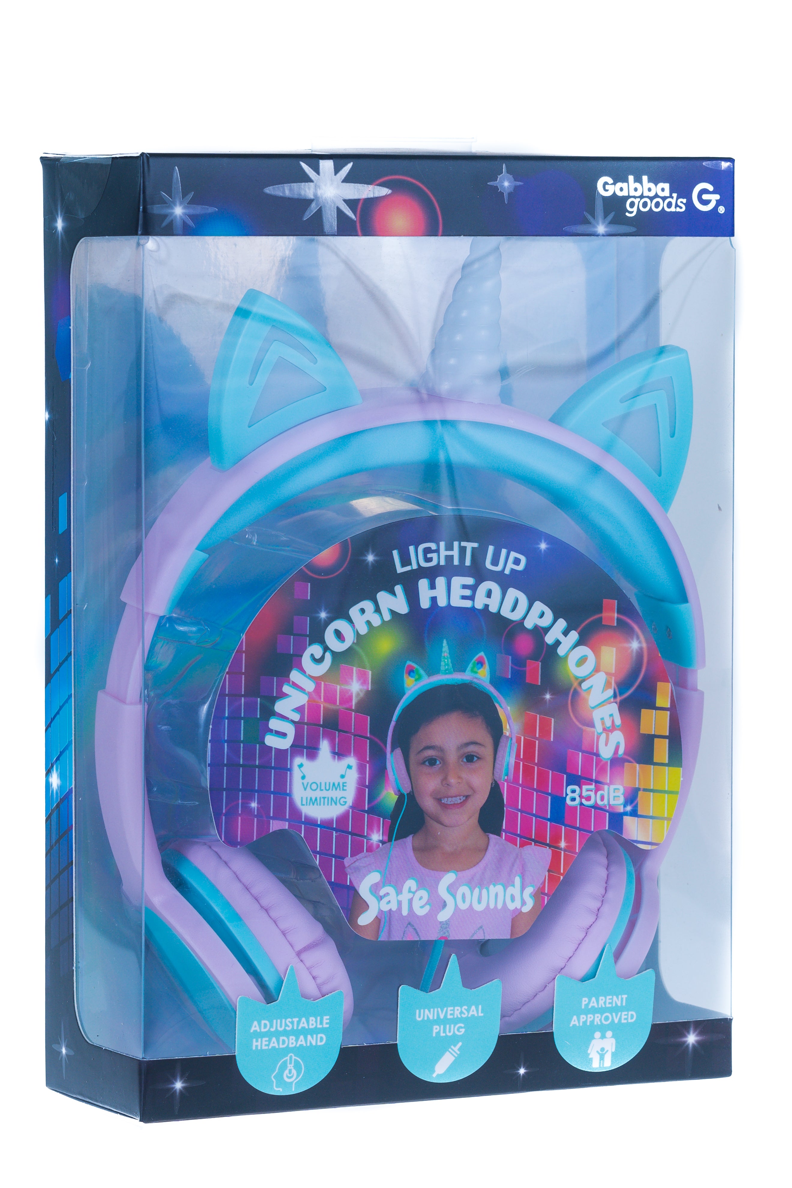 Kids SafeSounds Volume Limited LED Light Up Unicorn Over Ear Headphones for Children