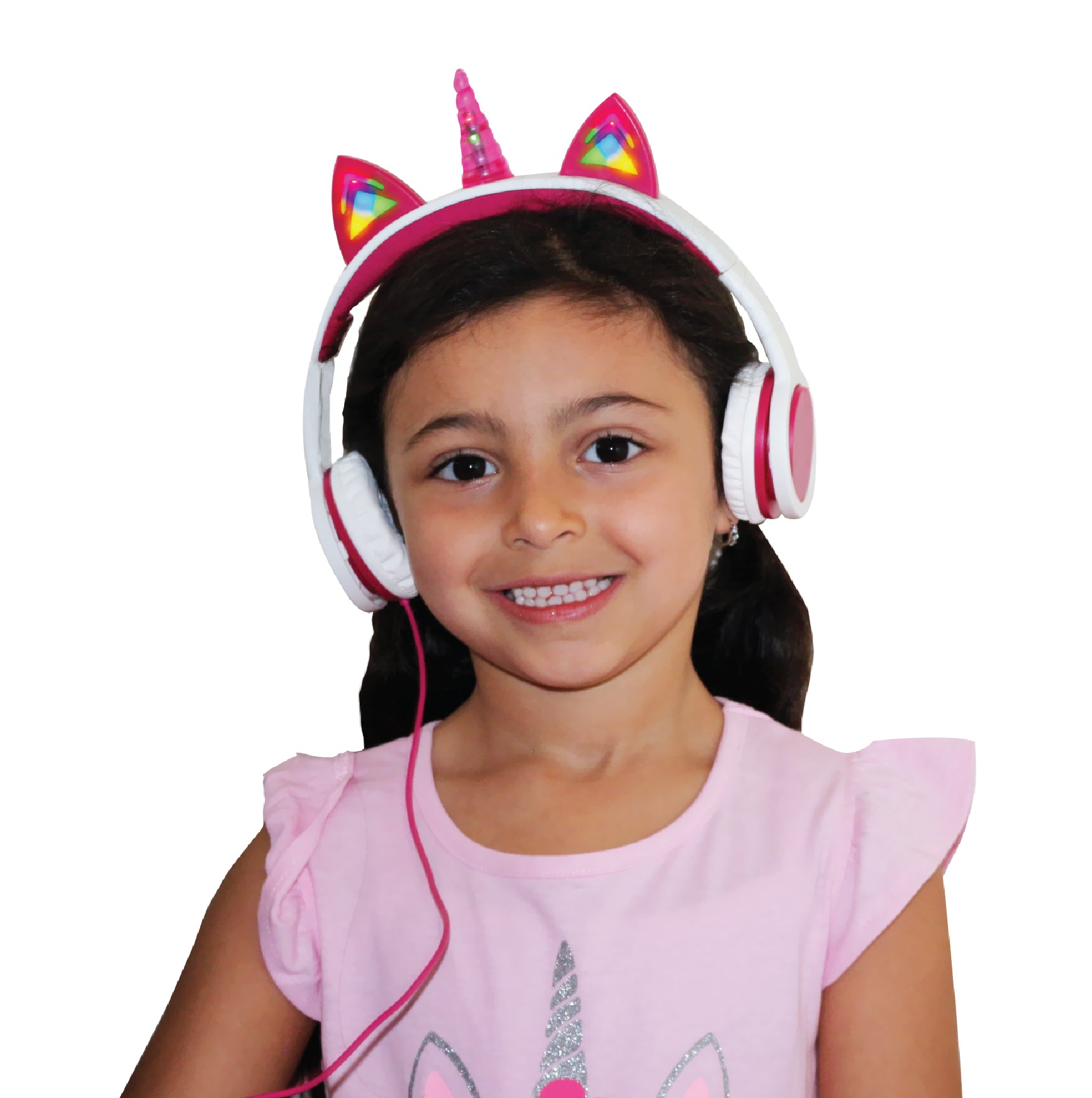 Kids SafeSounds Volume Limited LED Light Up Unicorn Over Ear Headphones for Children
