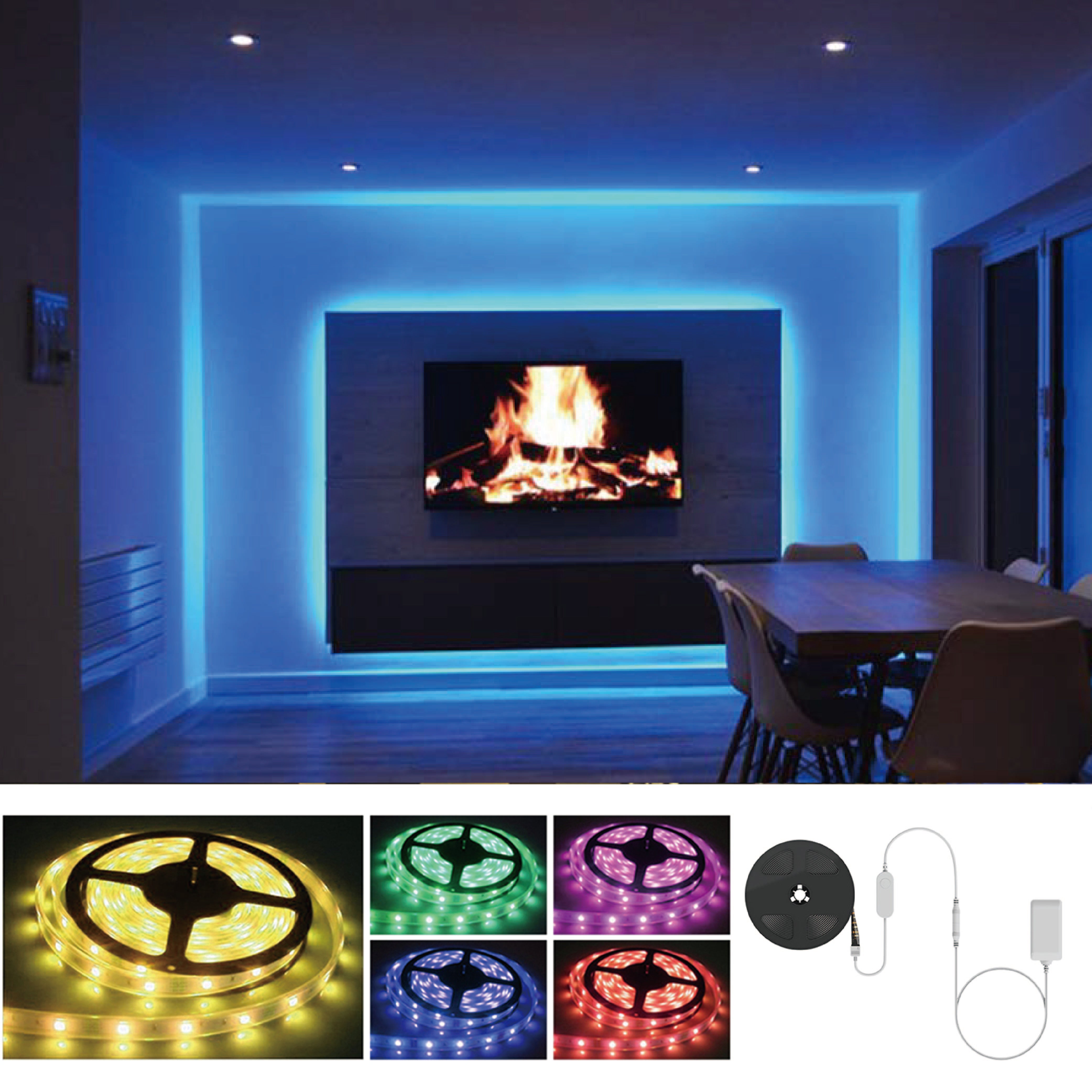 Gabba Goods Multi Colored RGB LED Light Strip With Remote- 6 Foot, 10 Foot,  15 Foot, or 30 Foot - Green 10 Ft - 101 requests