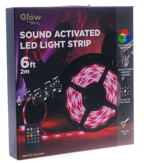 Glow Sound Activated Color Changing LED Light Strips 6 Foot, 10 Foot, 15 foot