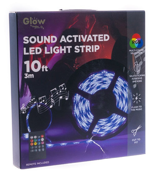 Glow Sound Activated Color Changing LED Light Strips 6 Foot, 10 Foot, 15 foot