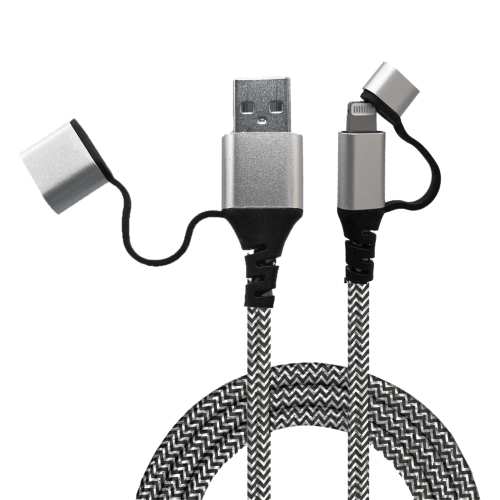 MFi Certified Lightning 4FT Rugged Cable-Black/White Compatible with: –  Gabba Goods